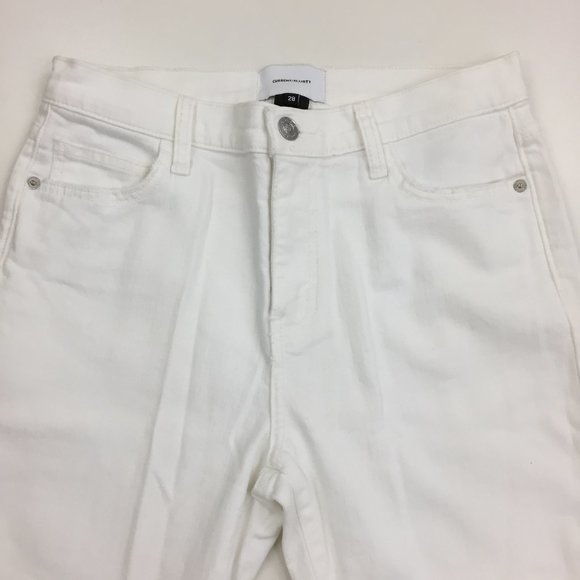 CURRENT ELLIOTT White Distressed Ripped Knee 5 Pocket Logo Hardware Skinny Jeans - Picture 6 of 11